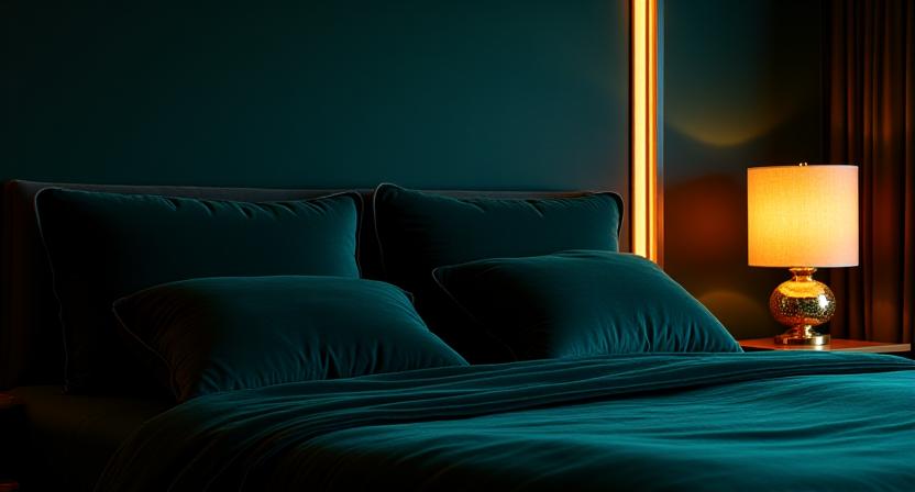Moody bedroom design with smart lighting