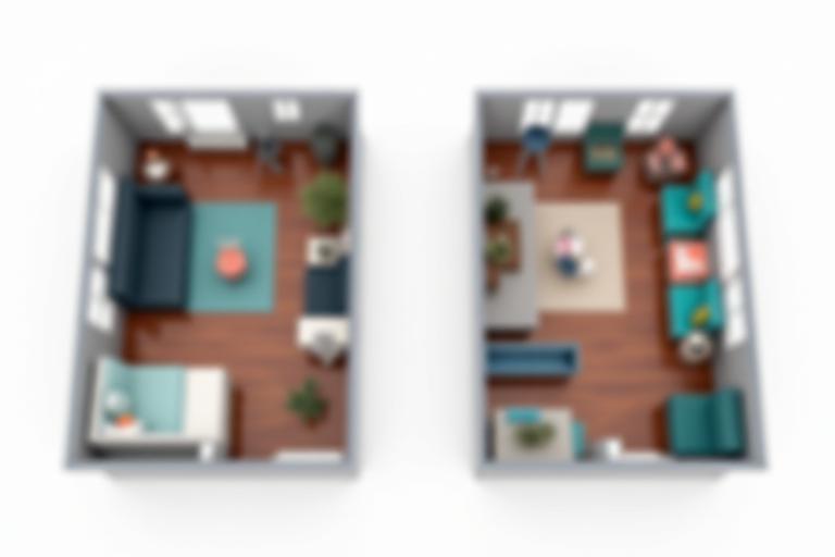 Before and after layout of a 400sqft Brooklyn apartment