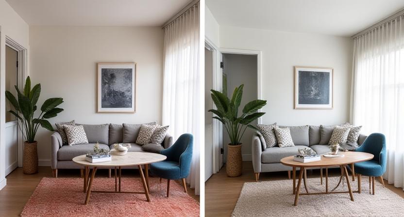Before and after comparison of a New York studio